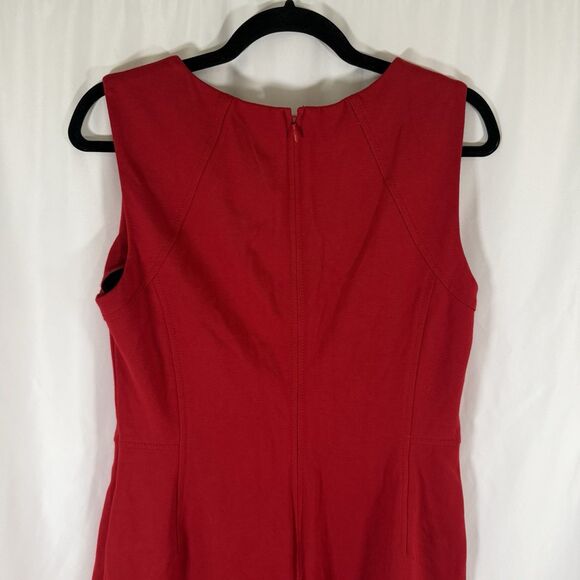 Talbots Knee Length Dress Women's 6 Red Sleeveless Zip Back Round Neck - Picture 8 of 11